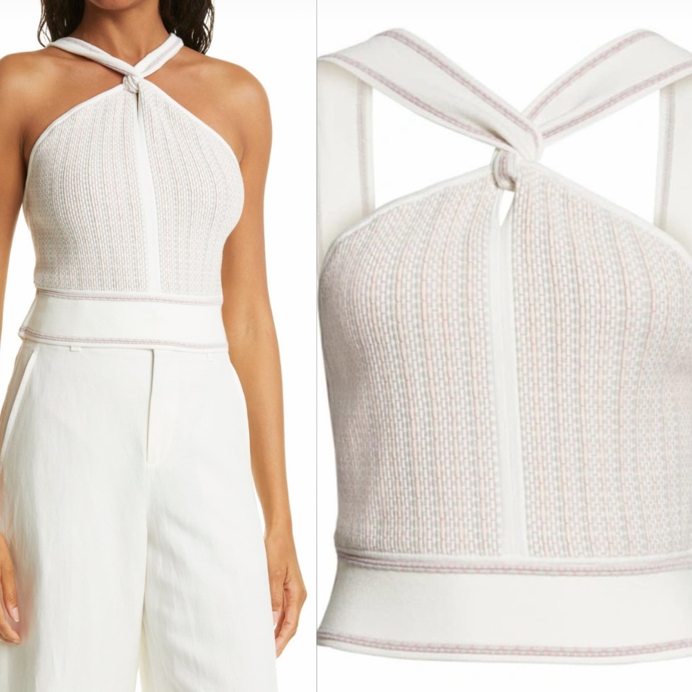 Club Monaco Raenu Pink Striped Halter Top